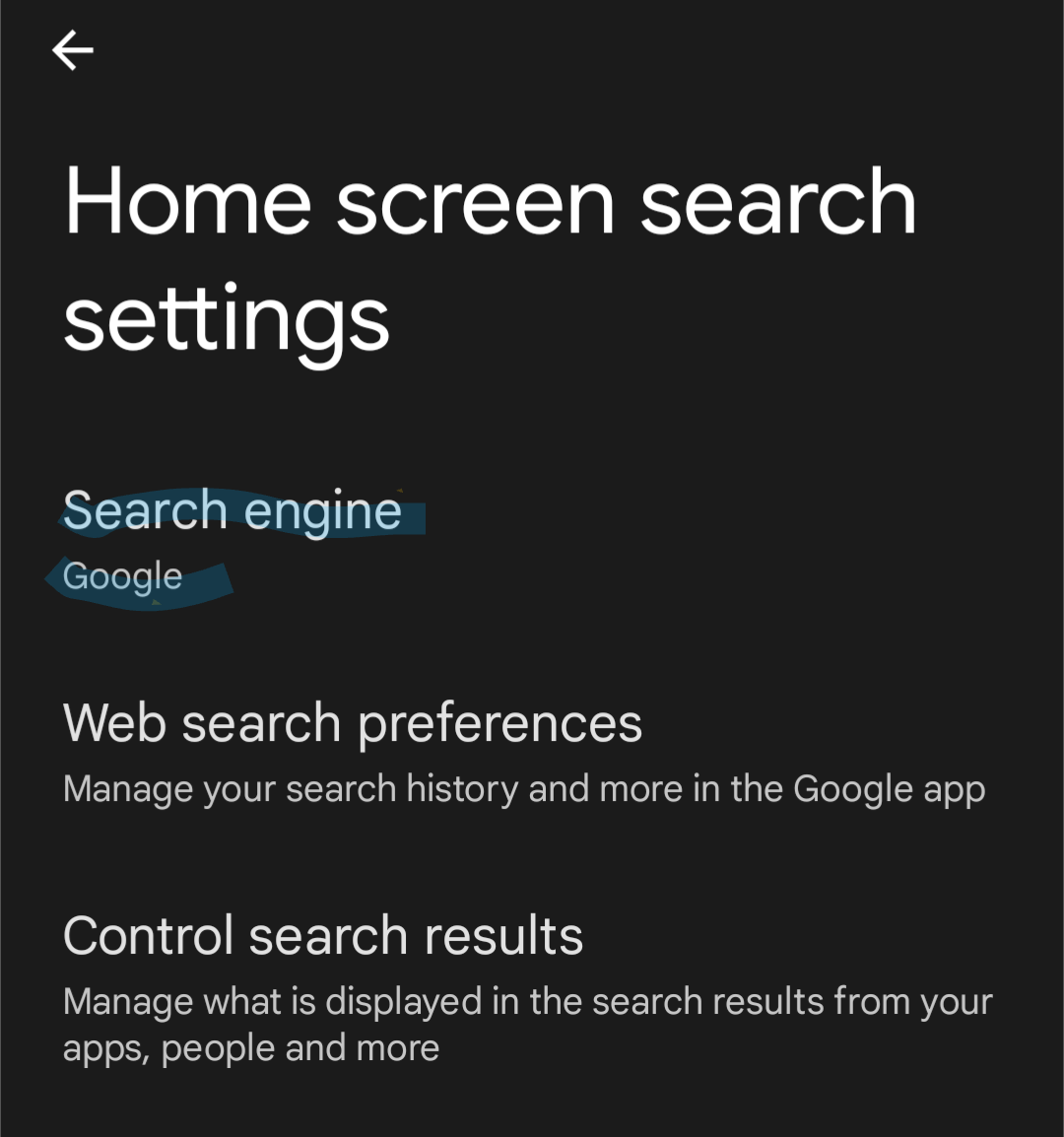 Home Screen Search Settings for Pixel Launcher